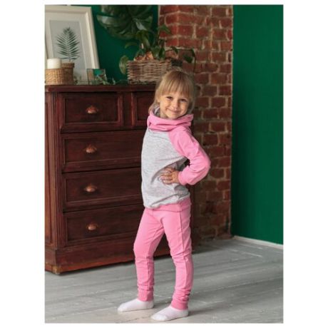 Комплект одежды LeyLo размер 116, розовый/серый меланж