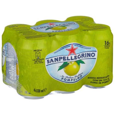 Газированный напиток Sanpellegrino Pompelmo Грейпфрут, 0.33 л, 6 шт.