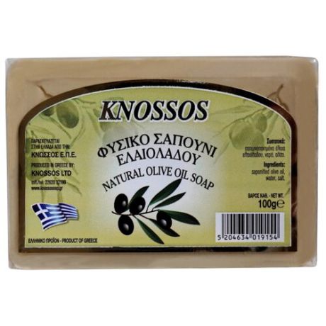 Мыло кусковое Knossos оливковое белое, 100 г