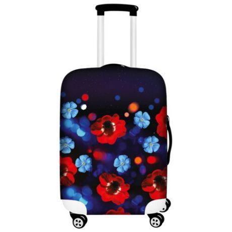 Чехол для чемодана Bergmann PerfectSolutions Вечерние цветы S, черный/красный/голубой