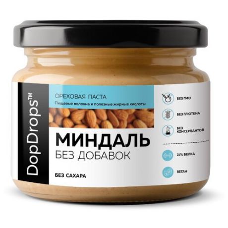 DopDrops Паста ореховая Миндаль без добавок стекло, 250 г
