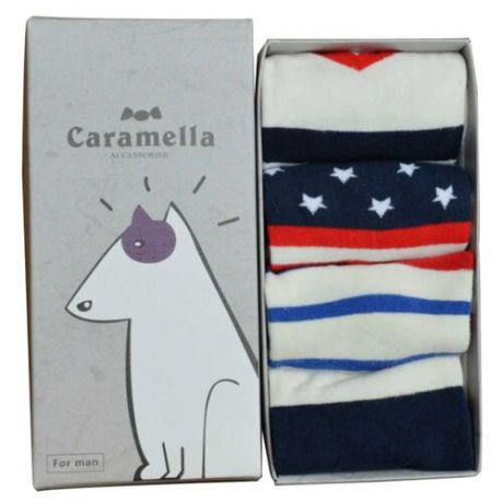 Носки Бультерьер-2 Caramella, 23-27 размер, белый/красный/синий