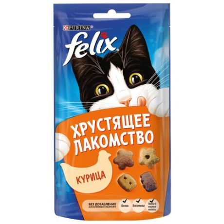 Лакомство для кошек Felix Хрустящее лакомство со вкусом курицы, 60г