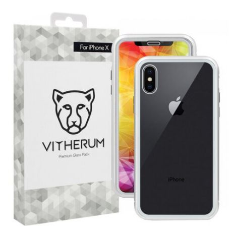 Чехол Vitherum SILVER Premium Glass Pack для Apple iPhone X/Xs серебряный
