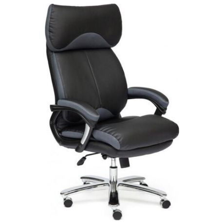 Компьютерное кресло TetChair Grand, обивка: натуральная кожа, цвет: серый/черный