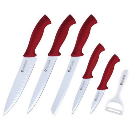 Набор Zillinger 5 ножей и овощечистка ZL-830 красный