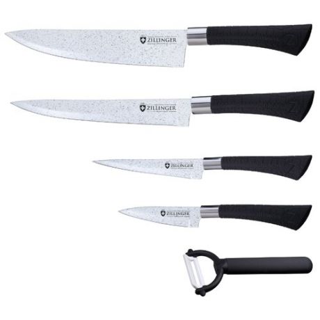Набор Zillinger 4 ножа и овощечистка ZL-814/ZL-815/ZL-816 черный/белый