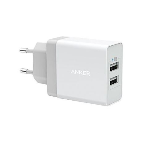 Сетевая зарядка ANKER PowerPort 2 USB + Micro USB cable белый