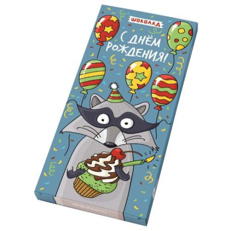 Шоколад ShokoBox "С Днем рождения" Енот молочный, 92 г