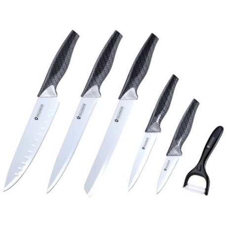 Набор Zillinger 5 ножей и овощечистка ZL-778/ZL-779 серый/белый