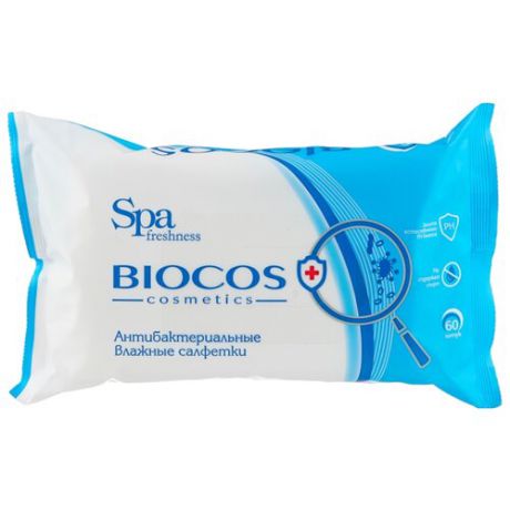Влажные салфетки BioCos антибактериальные 60 шт.