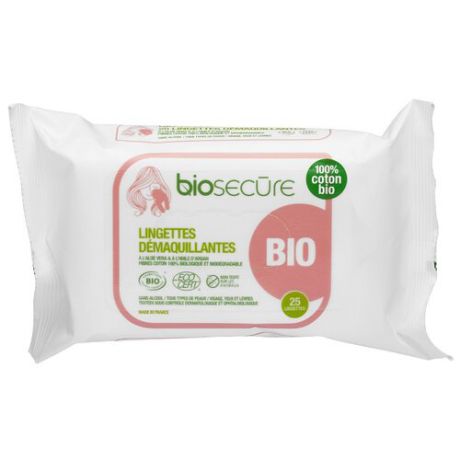 Biosecure влажные салфетки для удаления макияжа, 25 шт.