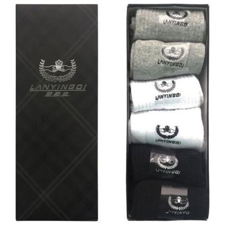Носки MS01 Lanyingdi, 41-44 размер, белый/серый/черный