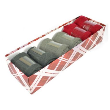 носки высокие в подарочной коробке 6 пар Lanyingdi, 36-40, серый/светло-серый/красный