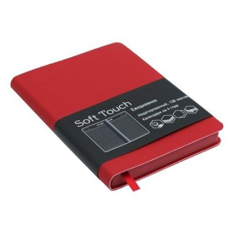 Ежедневник Listoff Soft Touch недатированный, искусственная кожа, А5, 136 листов, бордовый