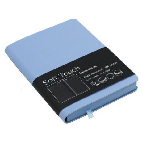 Ежедневник Listoff Soft Touch недатированный, искусственная кожа, А5, 136 листов, голубой