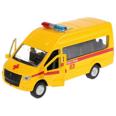 Микроавтобус ТЕХНОПАРК ГАЗель NEXT Скорая помощь (SB-18-19-A-W-WB/SB-18-19-A-Y-WB) 12 см желтый