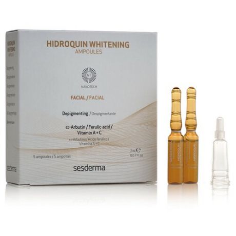 SesDerma Hidroquin Whitening Ampoules депигментирующее средство для лица, 2 мл (5 шт.)