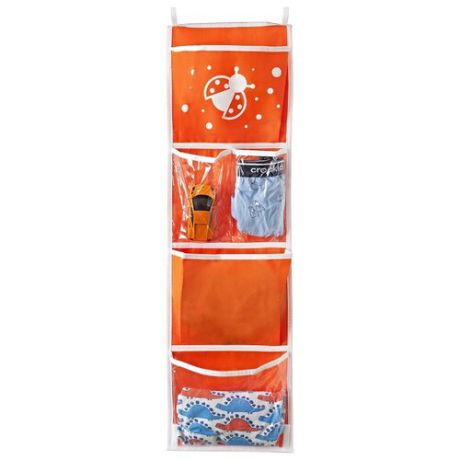 Всё на местах Карманы подвесные для шкафчика в детский сад Божья коровка оранжевый