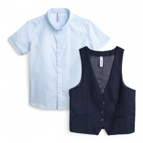 Комплект одежды playToday размер 134, темно-синий/голубой