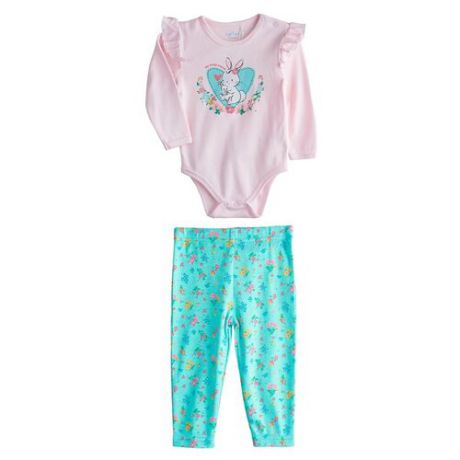 Комплект одежды kari размер 9-12, розовый/бирюзовый