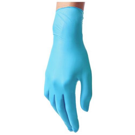 Перчатки Benovy нитриловые одноразовые с текстурой на пальцах, 50 пар, размер L, цвет небесно-голубой