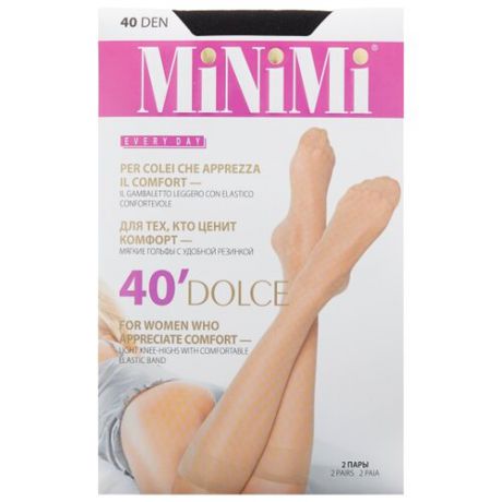 Капроновые гольфы Dolce 40 den 2 пары MiNiMi, 0 (one size), nero