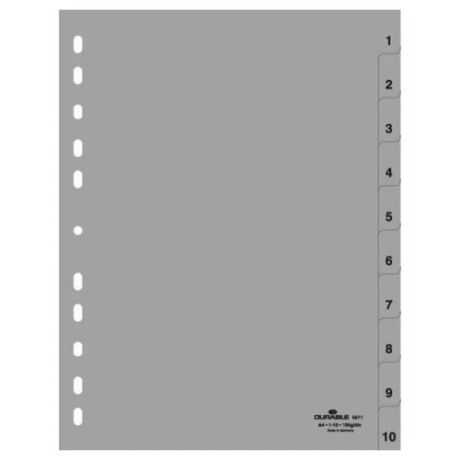 DURABLE Разделитель пластиковый А4, 1-10 разделов серый