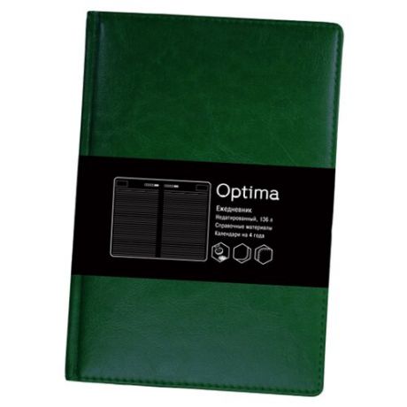 Ежедневник Listoff Optima недатированный, искусственная кожа, А5, 136 листов, зеленый