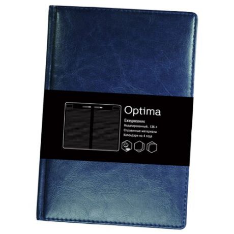 Ежедневник Listoff Optima недатированный, искусственная кожа, А5, 136 листов, синий