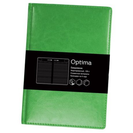 Ежедневник Listoff Optima недатированный, искусственная кожа, А5, 136 листов, салатовый