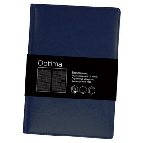 Ежедневник Listoff Optima недатированный, искусственная кожа, А4, 72 листов, синий