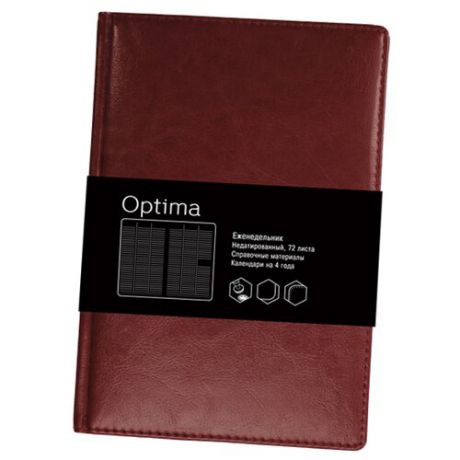 Ежедневник Listoff Optima недатированный, искусственная кожа, А4, 72 листов, темно-коричневый