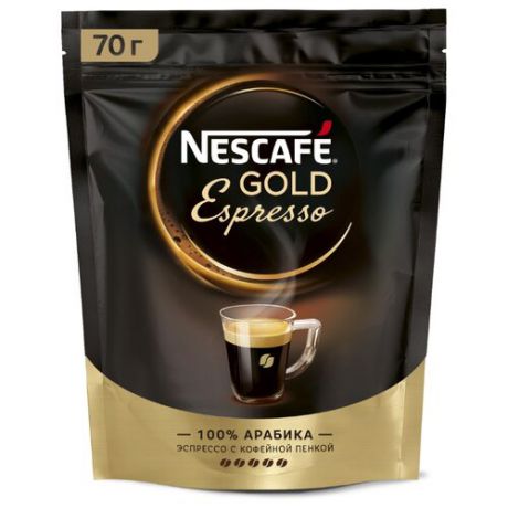 Кофе растворимый Nescafe Gold Espresso с пенкой, пакет, 70 г