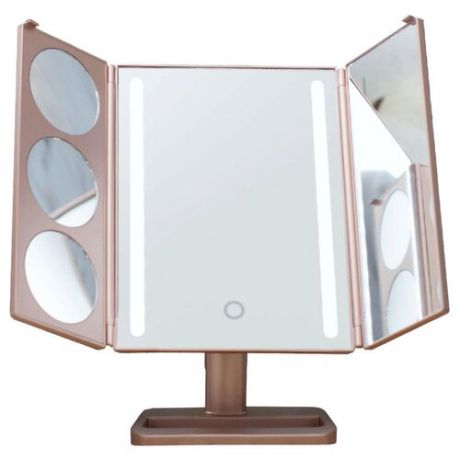 Зеркало косметическое настольное GESS uLike Gold с подсветкой золотистый