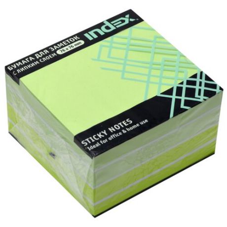 Index блок-закладка с липким слоем 76х76 мм, 450 листов (I433816/I433817) зеленая пастель