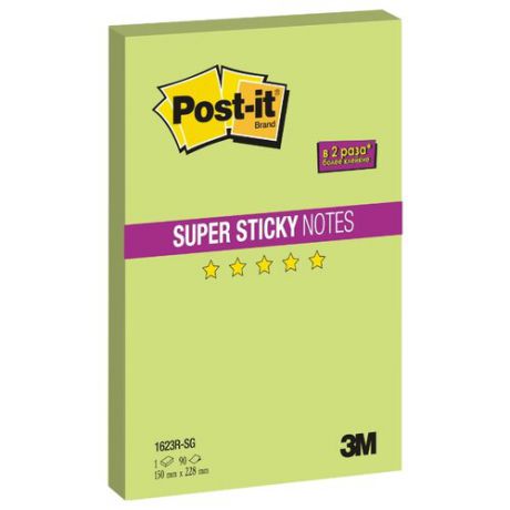Post-it Блок Super sticky, 150х228 мм, 90 листов (1623R) зеленый