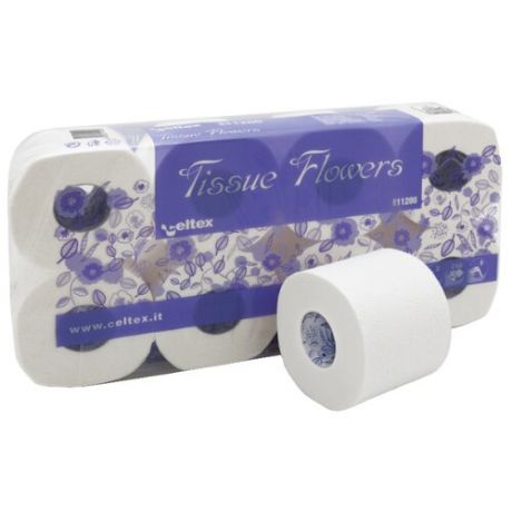 Туалетная бумага Celtex Tissue Flowers трехслойная белая, 8 рул.