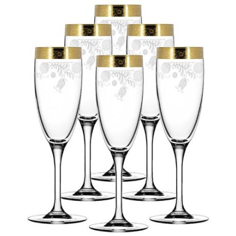 ГУСЬ-ХРУСТАЛЬНЫЙ Набор бокалов для шампанского Эдем Нежность 6 шт 170 мл прозрачный/золотой