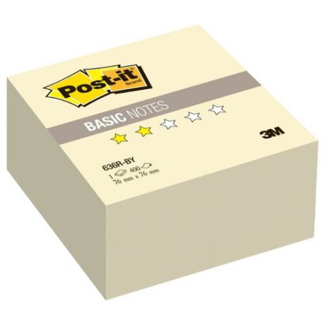 Post-it Блок-кубик Basic, 76х76 мм, 400 штук (636R-BY) канареечно-желтый