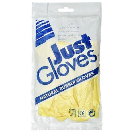 Перчатки JustGloves Natural rubber, 1 пара, размер M, цвет желтый