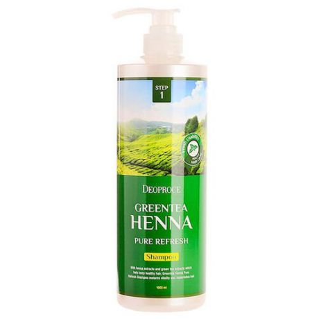 Deoproce Шампунь для волос Green Tea Henna Pure Refresh Shampoo 1000 мл с дозатором