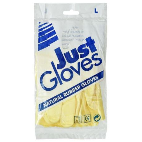 Перчатки JustGloves Natural rubber, 1 пара, размер L, цвет желтый