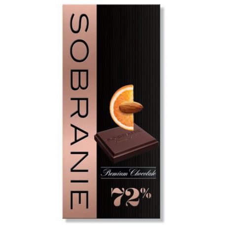 Шоколад SOBRANIE горький с апельсином и орехами 72% какао, 90 г