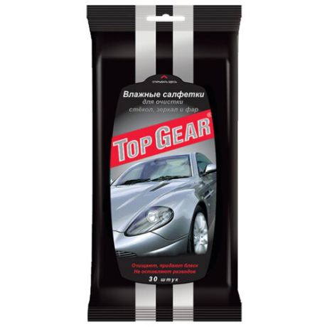 Влажные салфетки Top Gear для стекол, фар, зеркал 30 шт белый