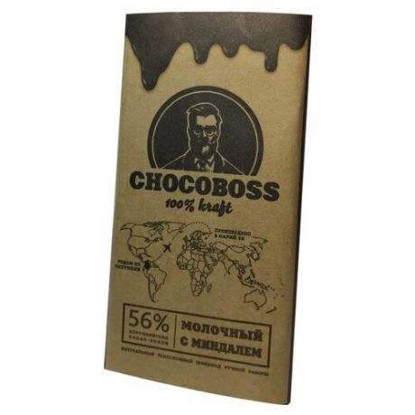 Шоколад Chocoboss молочный с миндалем, 90 г