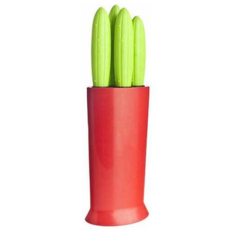 Набор Vigar Cactus 4 ножа с подставкой зеленый/красный