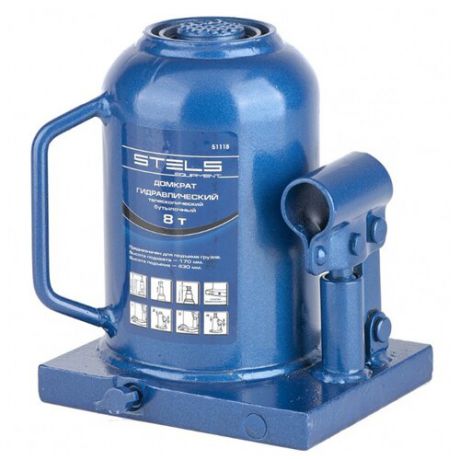 Домкрат бутылочный гидравлический Stels 51118 (8 т) синий