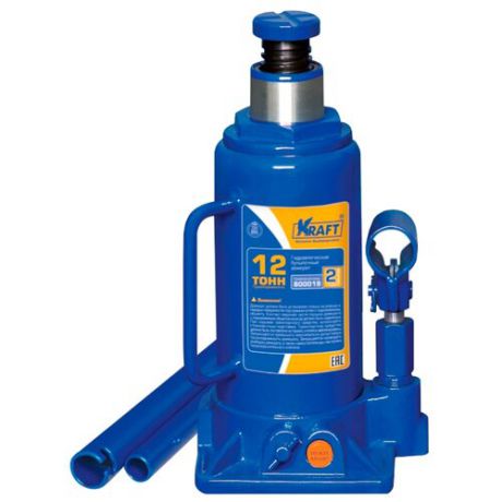 Домкрат бутылочный гидравлический KRAFT КТ 800019 (12 т) синий