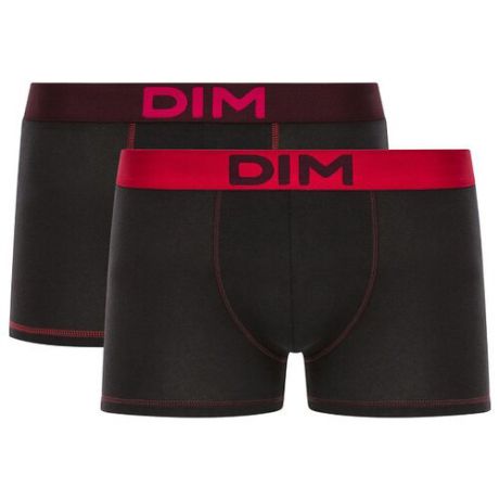 DIM Набор трусов боксеры Mix and Colors с профилированным гульфиком, 2 шт., размер 5, черный/красный/баклажановый